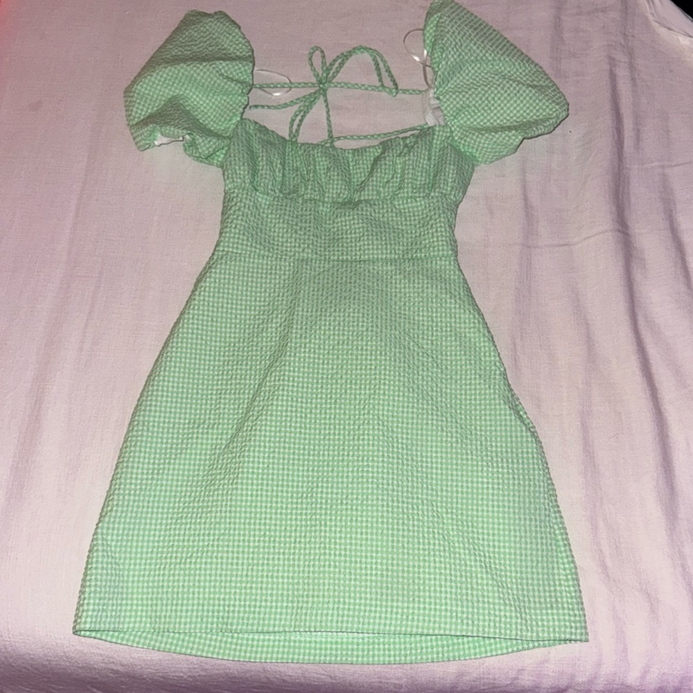 Zara Gingham Tie Back Mini Dress